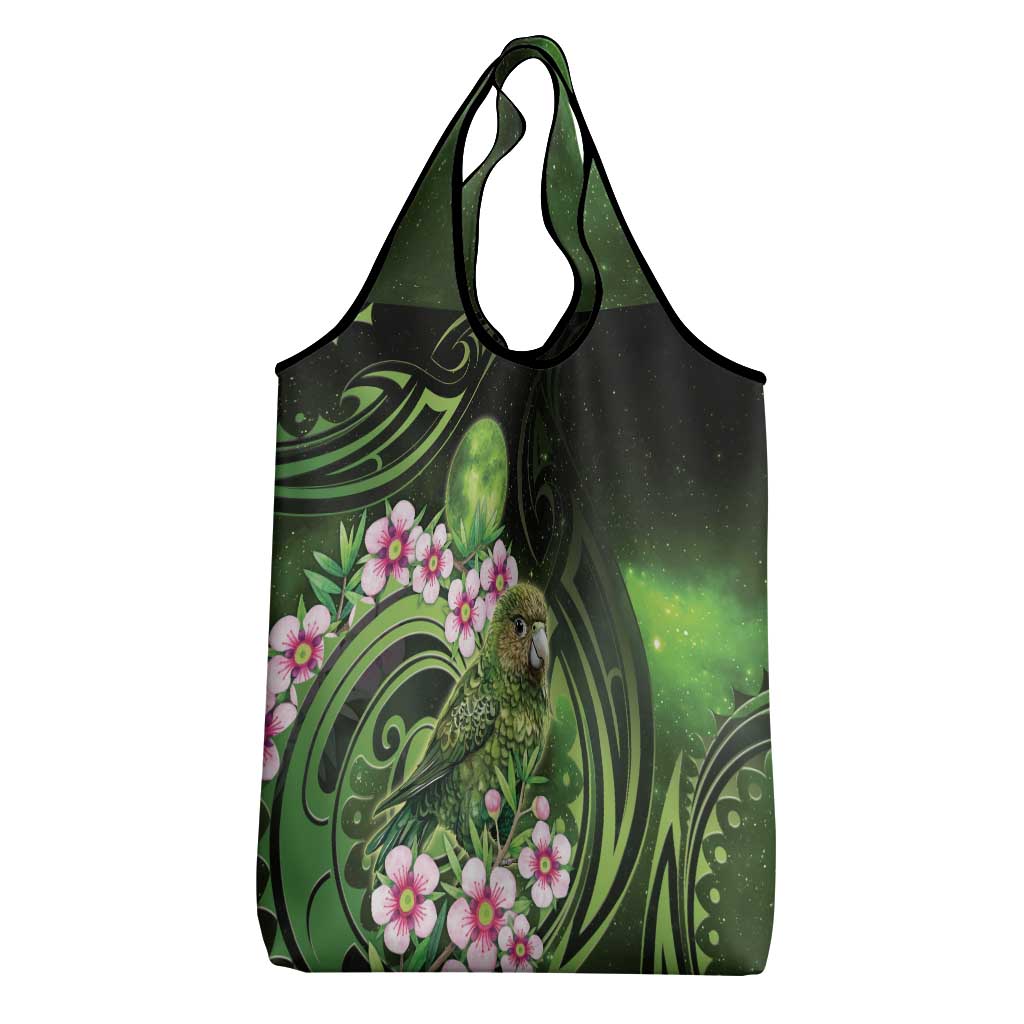 New Zealand Aotearoa Kakapo Grocery Bag Maori Pattern With Manuka Galaxy Style - Aussie Hoodie