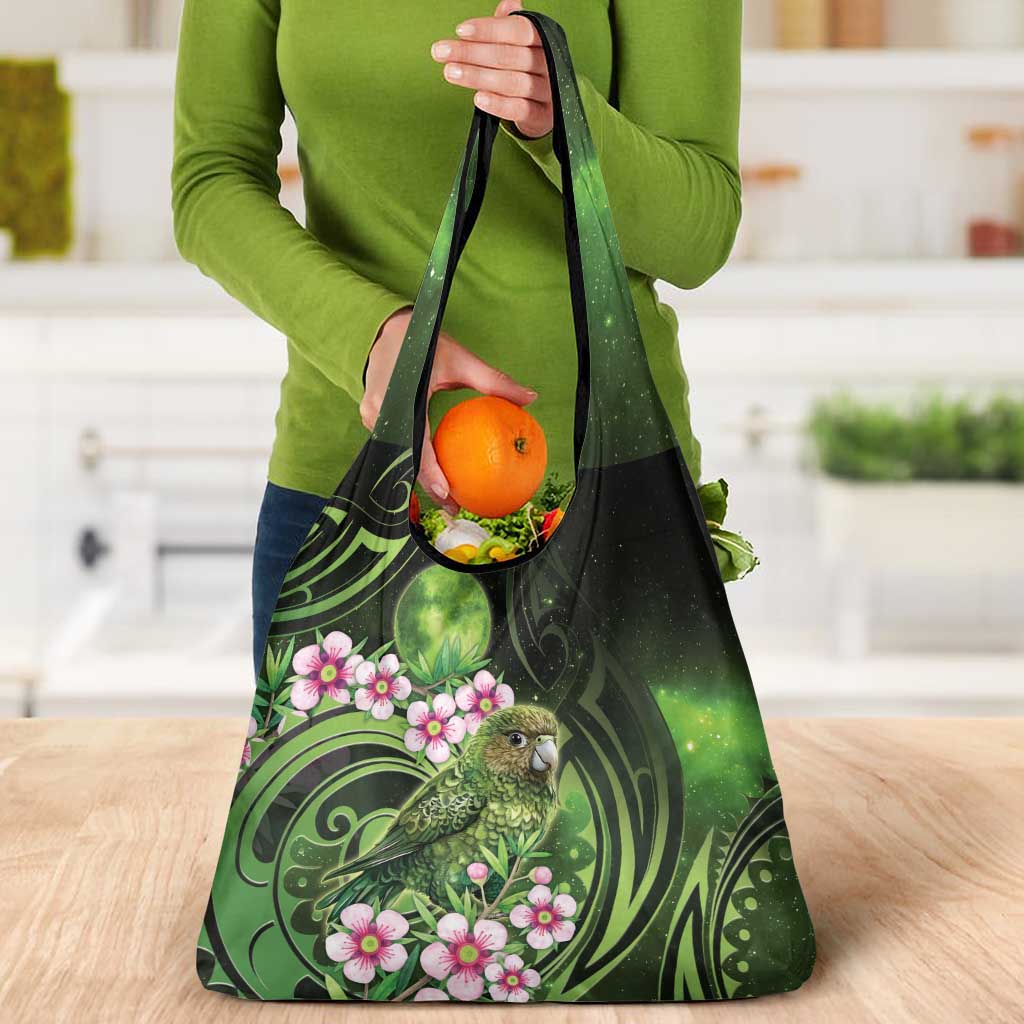 New Zealand Aotearoa Kakapo Grocery Bag Maori Pattern With Manuka Galaxy Style - Aussie Hoodie