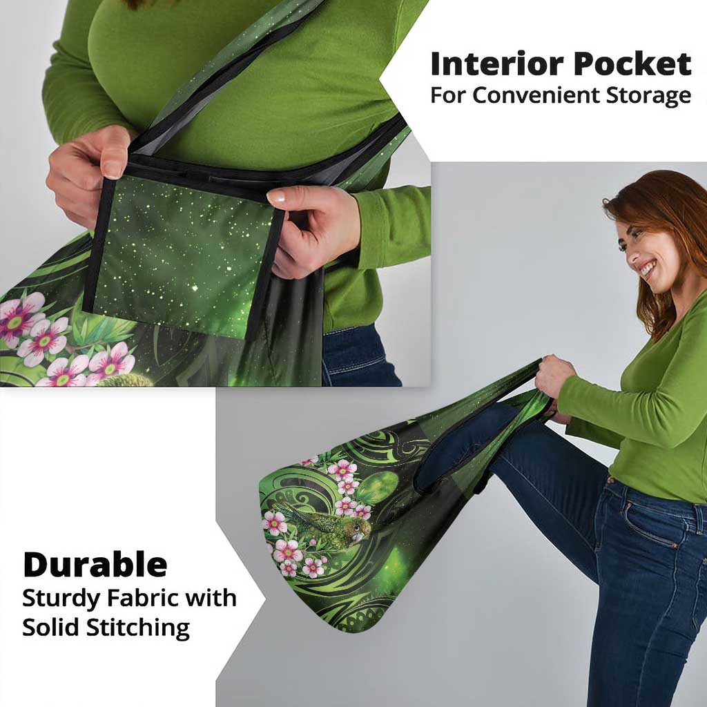 New Zealand Aotearoa Kakapo Grocery Bag Maori Pattern With Manuka Galaxy Style - Aussie Hoodie