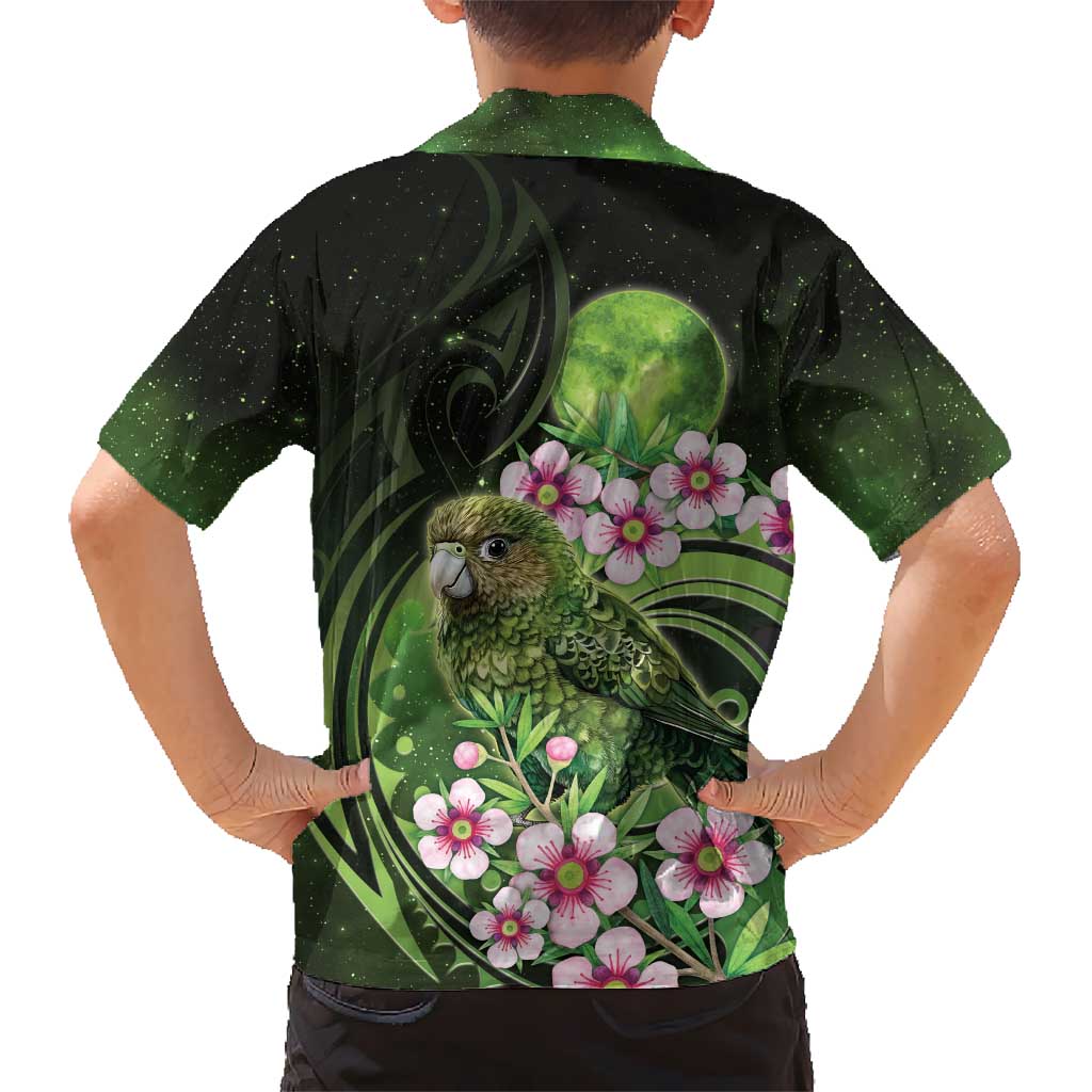 New Zealand Aotearoa Kakapo Hawaiian Shirt Maori Pattern With Manuka Galaxy Style - Aussie Hoodie