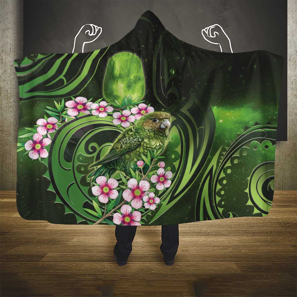 New Zealand Aotearoa Kakapo Hooded Blanket Maori Pattern With Manuka Galaxy Style - Aussie Hoodie