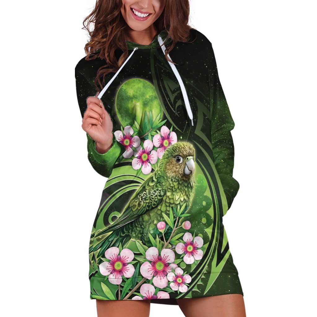 New Zealand Aotearoa Kakapo Hoodie Dress Maori Pattern With Manuka Galaxy Style - Aussie Hoodie