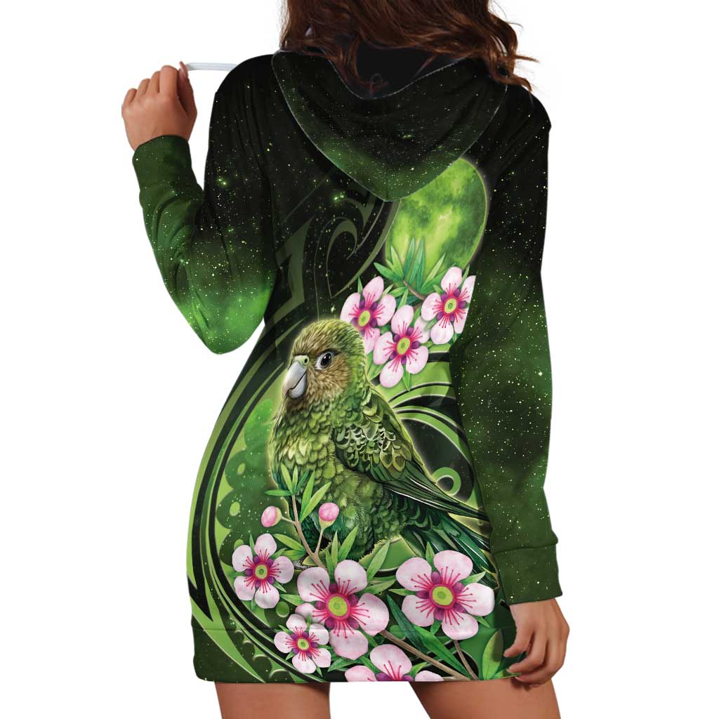 New Zealand Aotearoa Kakapo Hoodie Dress Maori Pattern With Manuka Galaxy Style - Aussie Hoodie