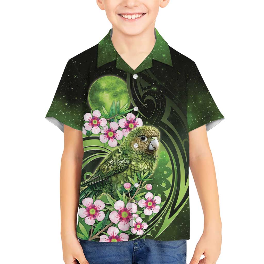 New Zealand Aotearoa Kakapo Kid Hawaiian Shirt Maori Pattern With Manuka Galaxy Style - Aussie Hoodie