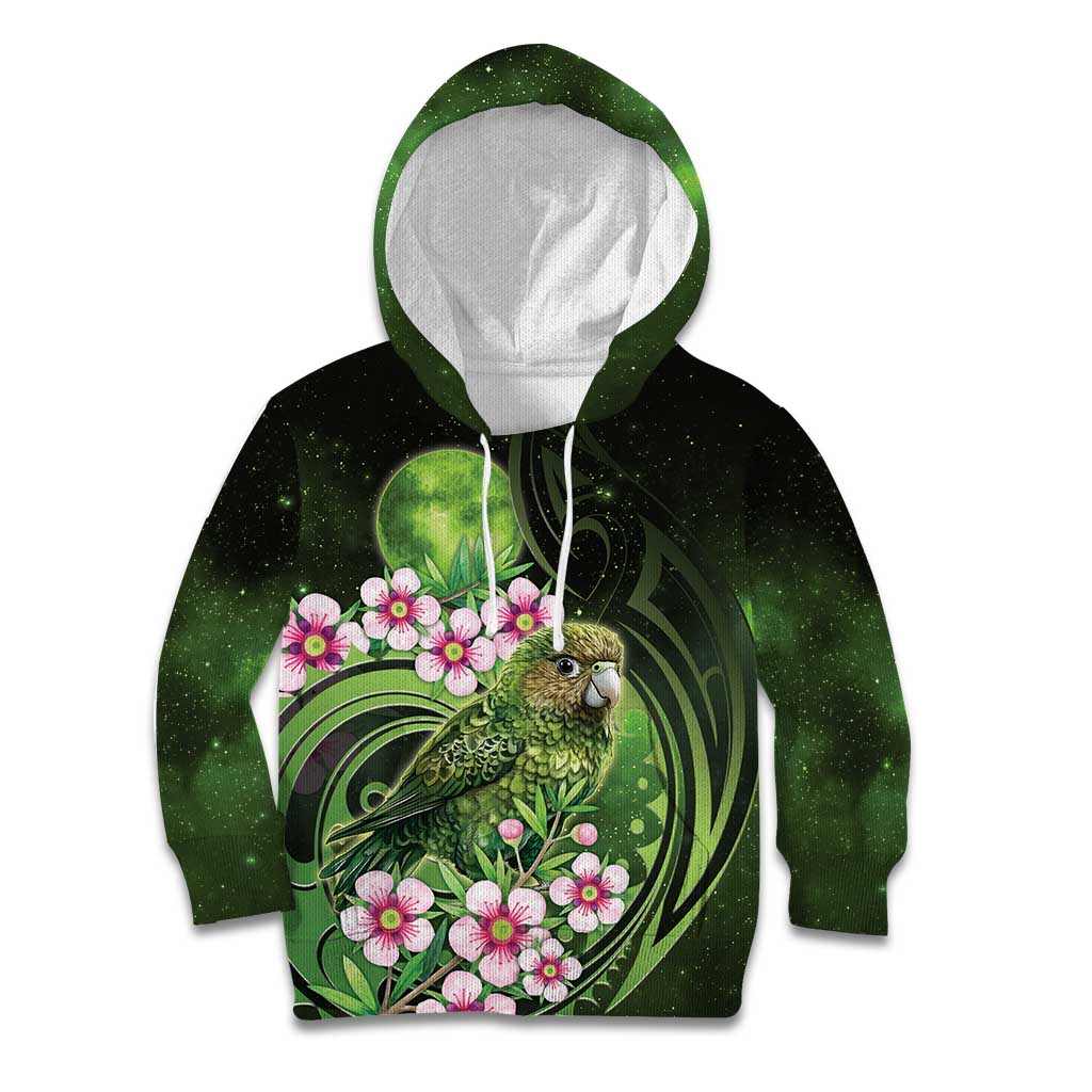 New Zealand Aotearoa Kakapo Kid Hoodie Maori Pattern With Manuka Galaxy Style - Aussie Hoodie