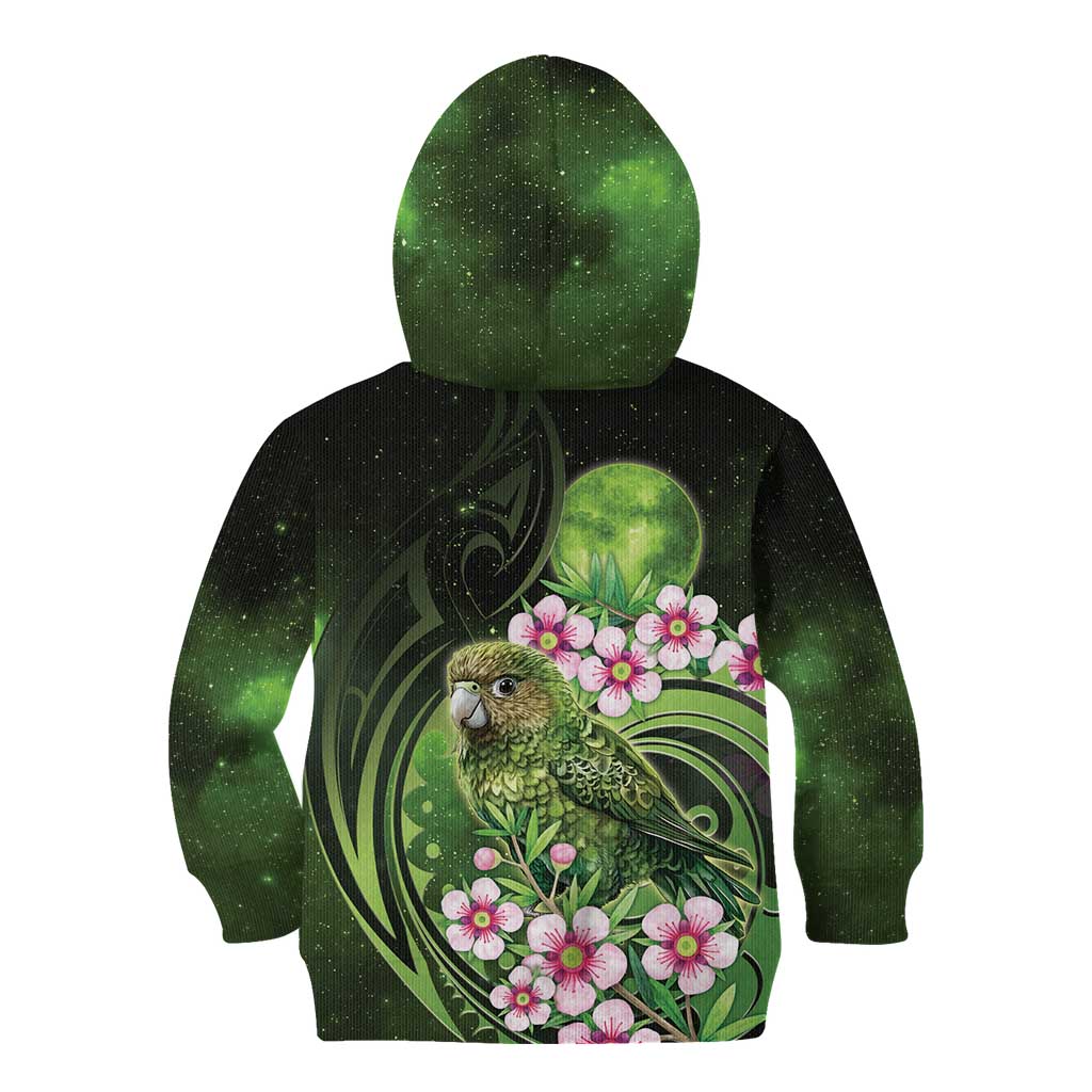 New Zealand Aotearoa Kakapo Kid Hoodie Maori Pattern With Manuka Galaxy Style - Aussie Hoodie
