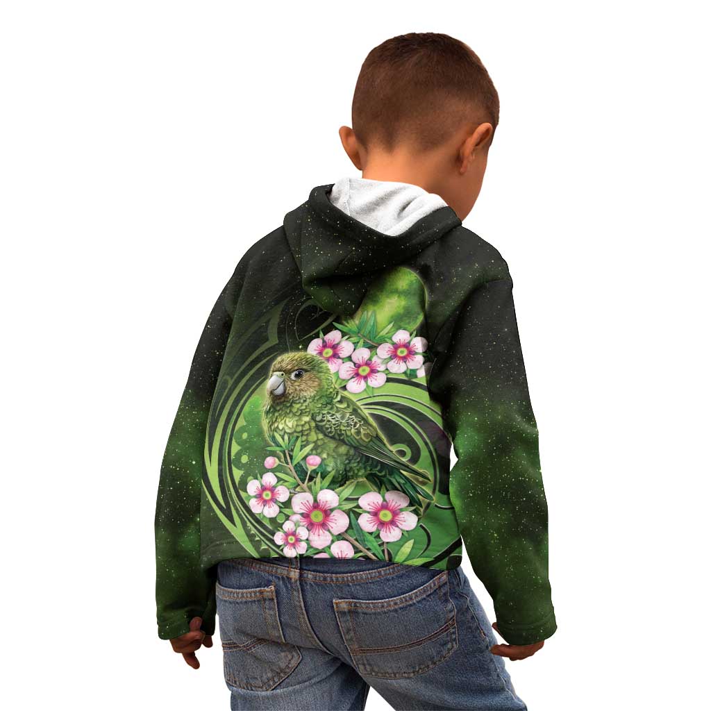 New Zealand Aotearoa Kakapo Kid Hoodie Maori Pattern With Manuka Galaxy Style - Aussie Hoodie