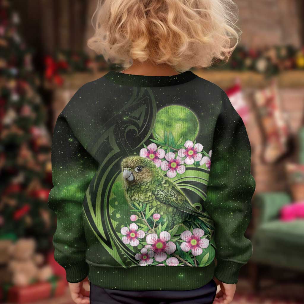 New Zealand Aotearoa Kakapo Kid Ugly Christmas Sweater Maori Pattern With Manuka Galaxy Style - Aussie Hoodie