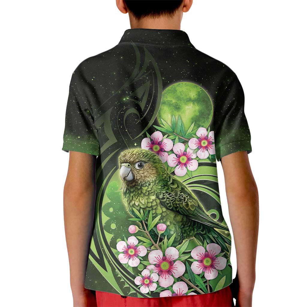 New Zealand Aotearoa Kakapo Kid Polo Shirt Maori Pattern With Manuka Galaxy Style - Aussie Hoodie