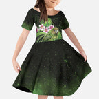 New Zealand Aotearoa Kakapo Kid Short Sleeve Dress Maori Pattern With Manuka Galaxy Style - Aussie Hoodie
