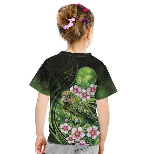 New Zealand Aotearoa Kakapo Kid T Shirt Maori Pattern With Manuka Galaxy Style - Aussie Hoodie
