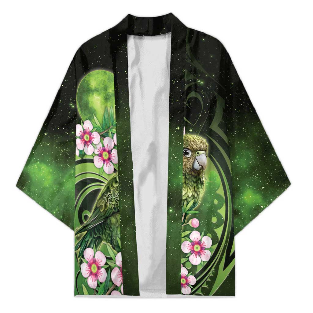 New Zealand Aotearoa Kakapo Kimono Maori Pattern With Manuka Galaxy Style - Aussie Hoodie