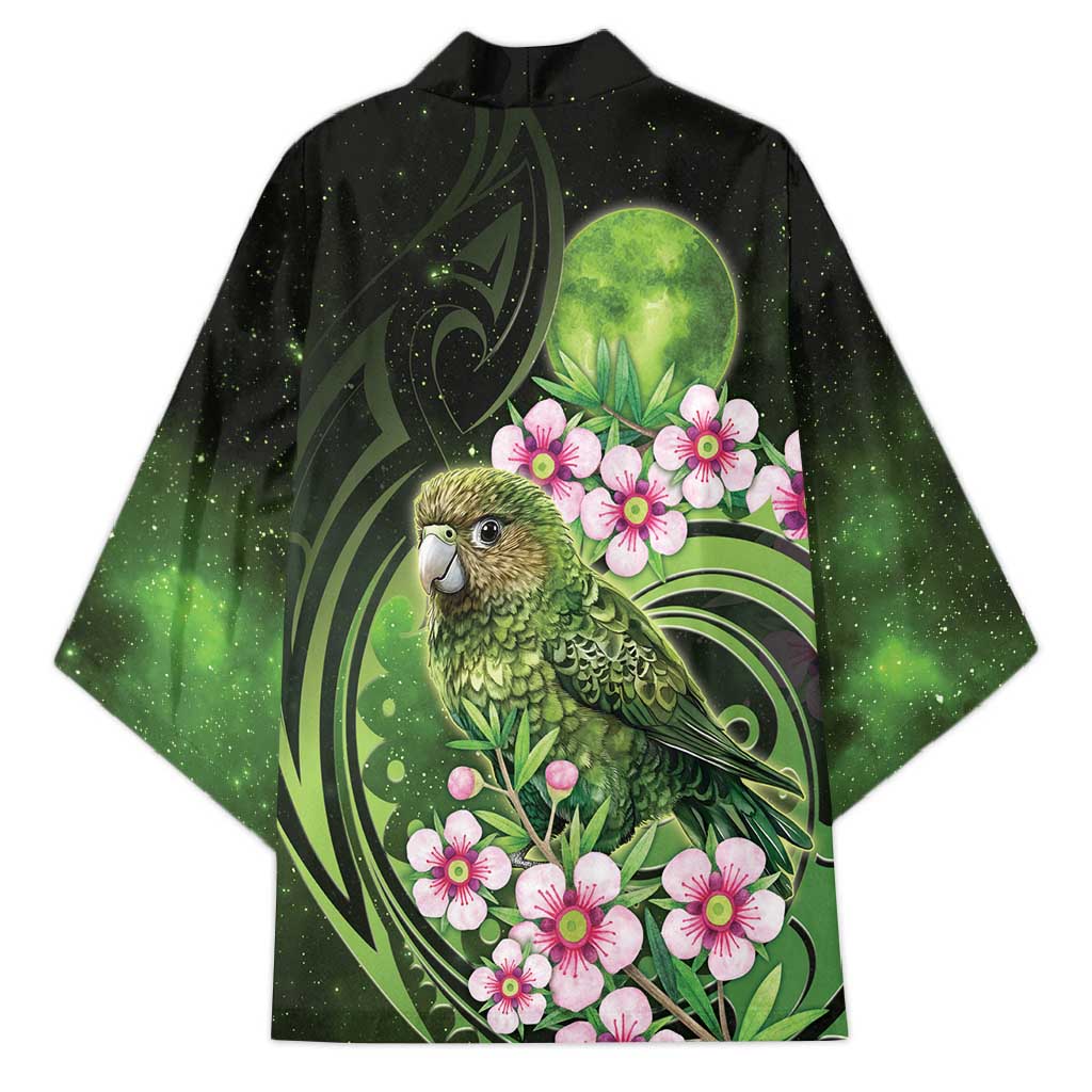 New Zealand Aotearoa Kakapo Kimono Maori Pattern With Manuka Galaxy Style - Aussie Hoodie
