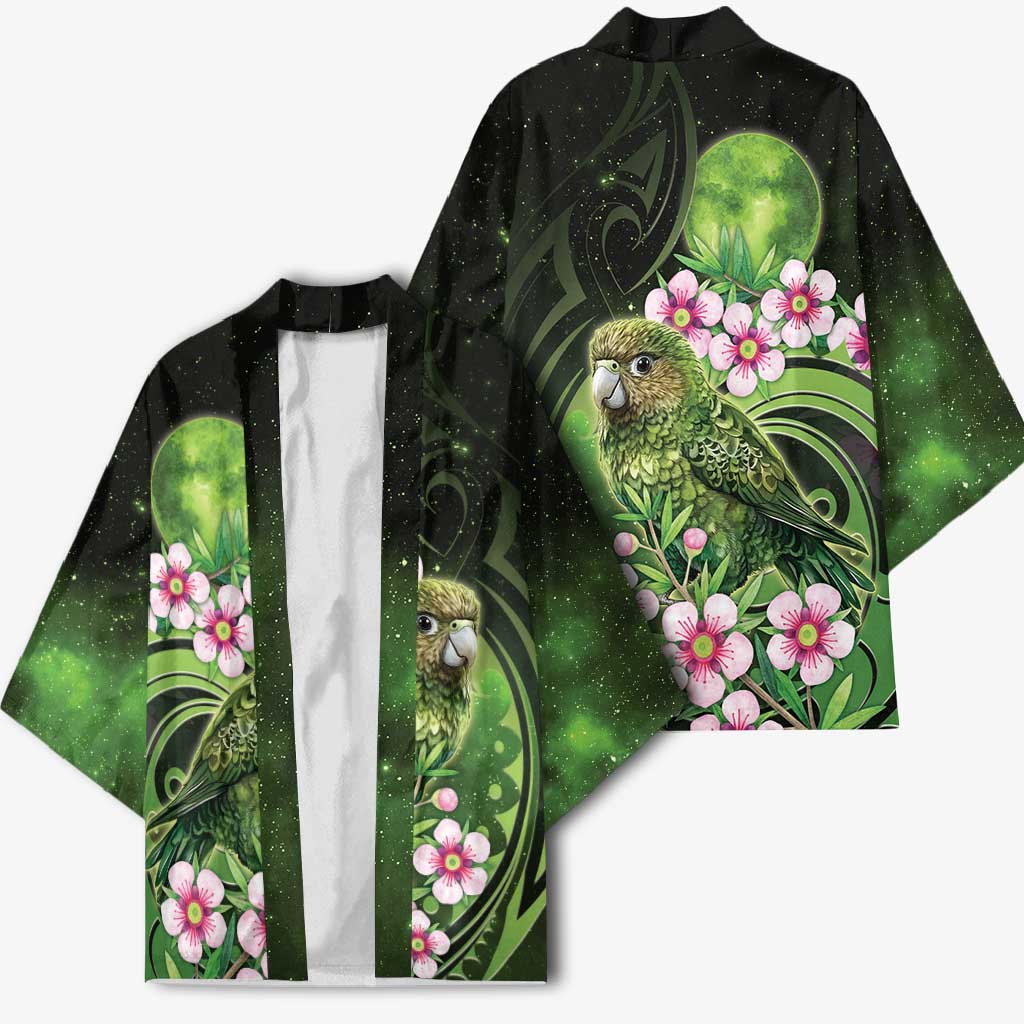 New Zealand Aotearoa Kakapo Kimono Maori Pattern With Manuka Galaxy Style - Aussie Hoodie