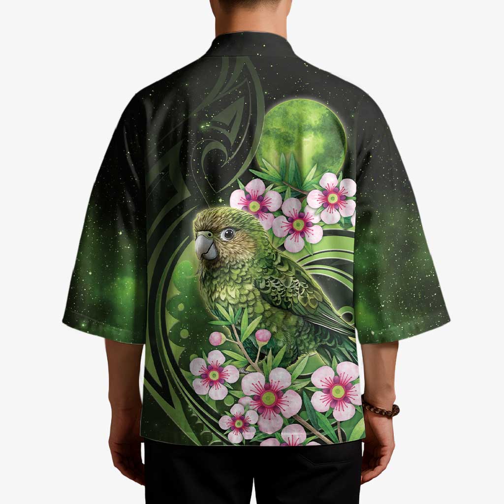 New Zealand Aotearoa Kakapo Kimono Maori Pattern With Manuka Galaxy Style - Aussie Hoodie