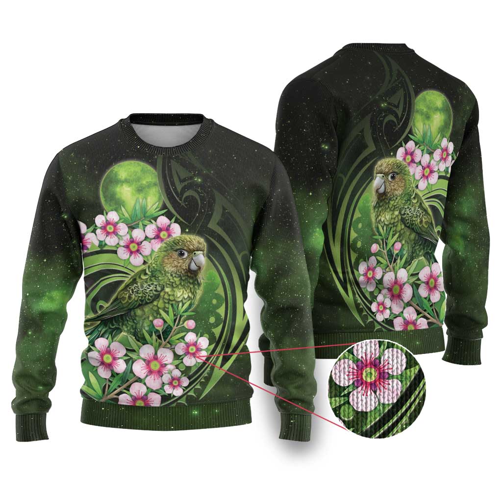 New Zealand Aotearoa Kakapo Ugly Christmas Sweater Maori Pattern With Manuka Galaxy Style - Aussie Hoodie