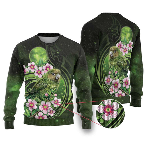 New Zealand Aotearoa Kakapo Ugly Christmas Sweater Maori Pattern With Manuka Galaxy Style - Aussie Hoodie