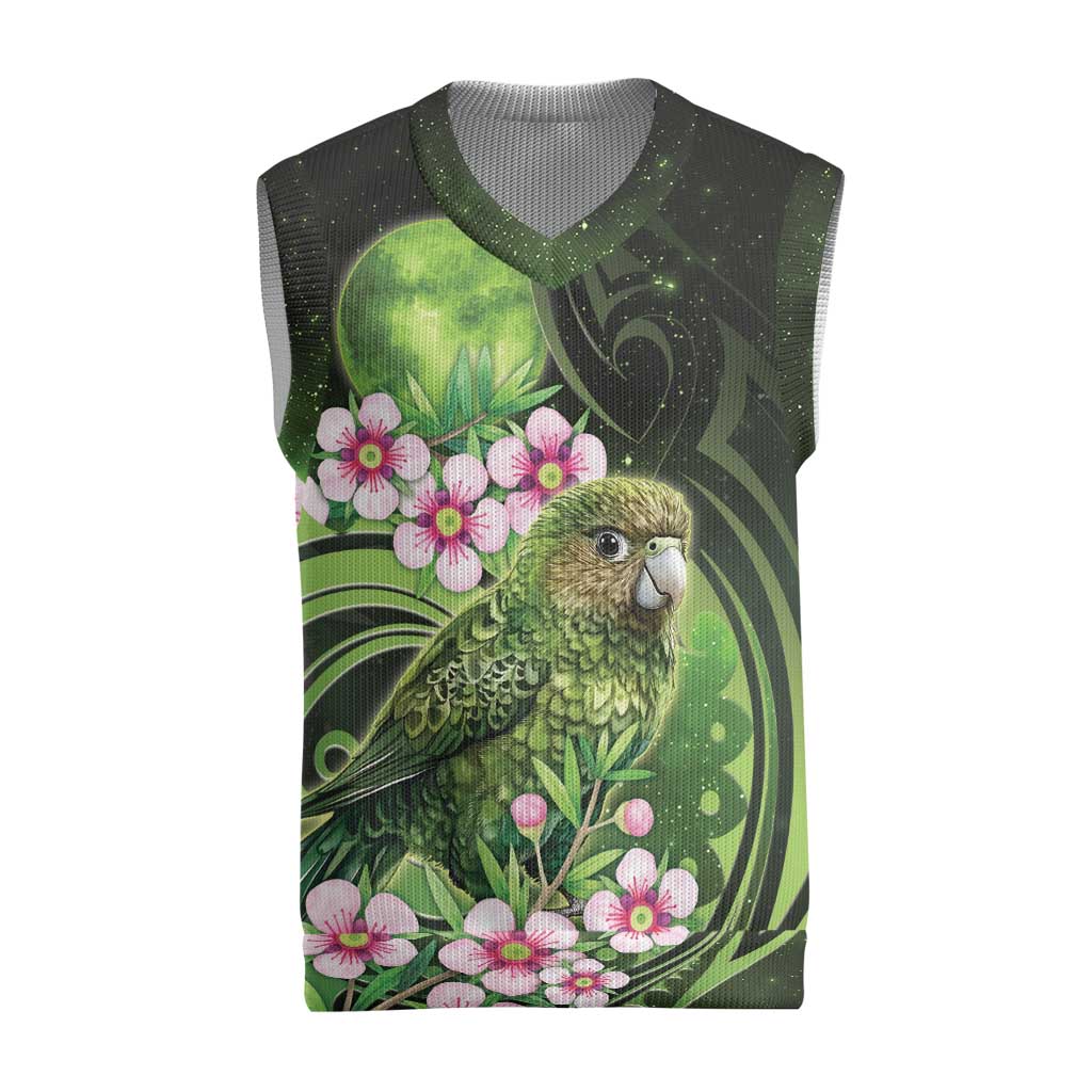 New Zealand Aotearoa Kakapo Christmas Knitted V-Neck Vest Maori Pattern With Manuka Galaxy Style - Aussie Hoodie