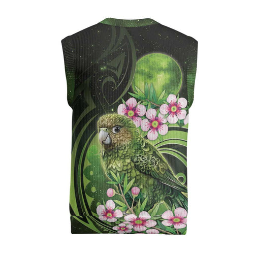 New Zealand Aotearoa Kakapo Christmas Knitted V-Neck Vest Maori Pattern With Manuka Galaxy Style - Aussie Hoodie