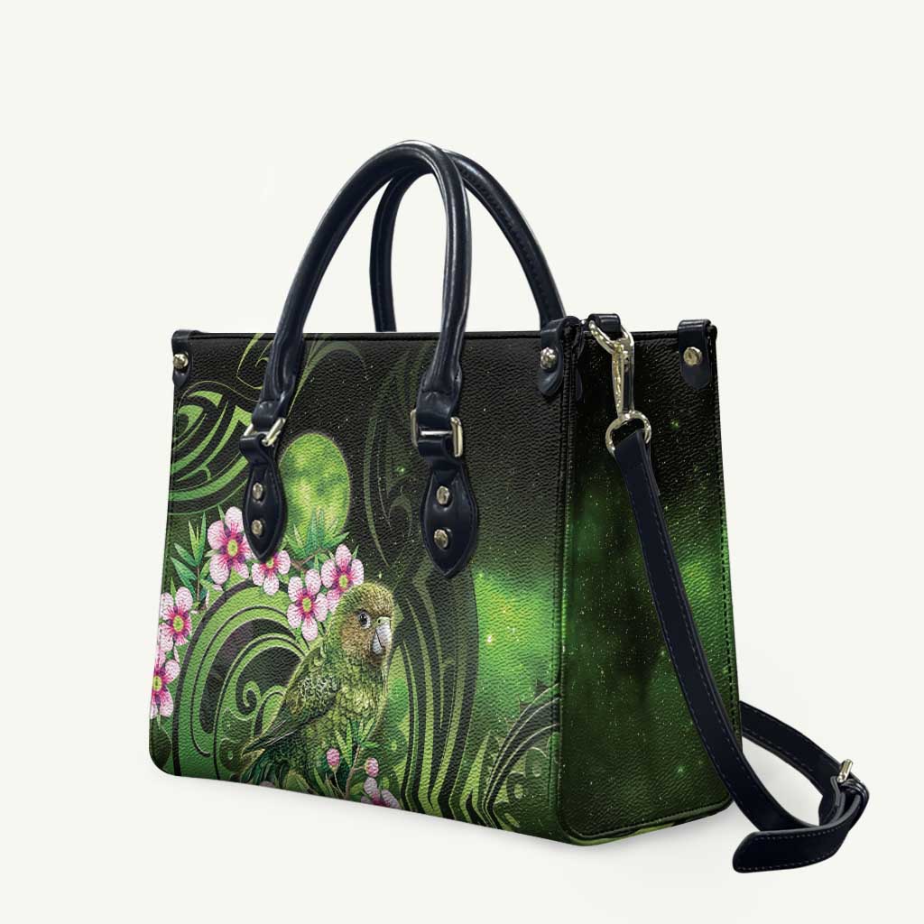 New Zealand Aotearoa Kakapo Leather Bag Maori Pattern With Manuka Galaxy Style - Aussie Hoodie