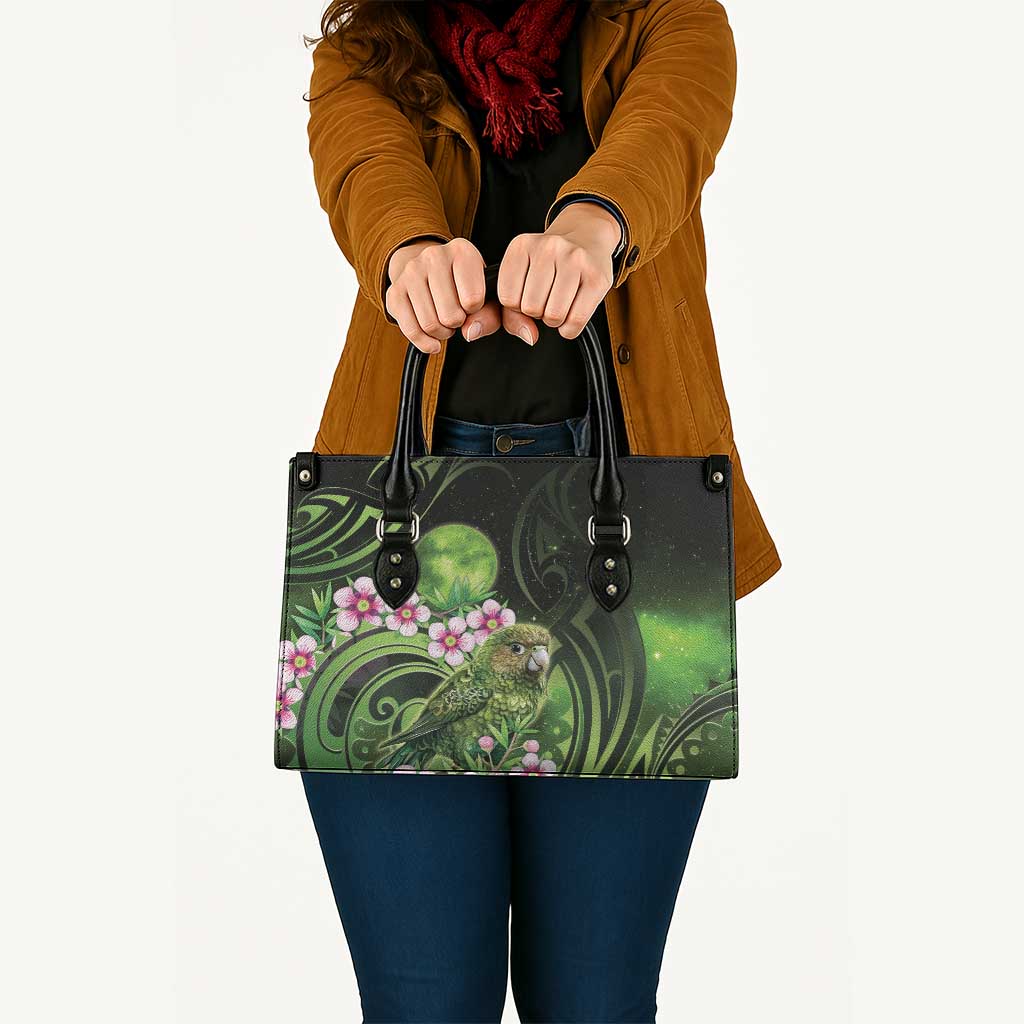 New Zealand Aotearoa Kakapo Leather Bag Maori Pattern With Manuka Galaxy Style - Aussie Hoodie