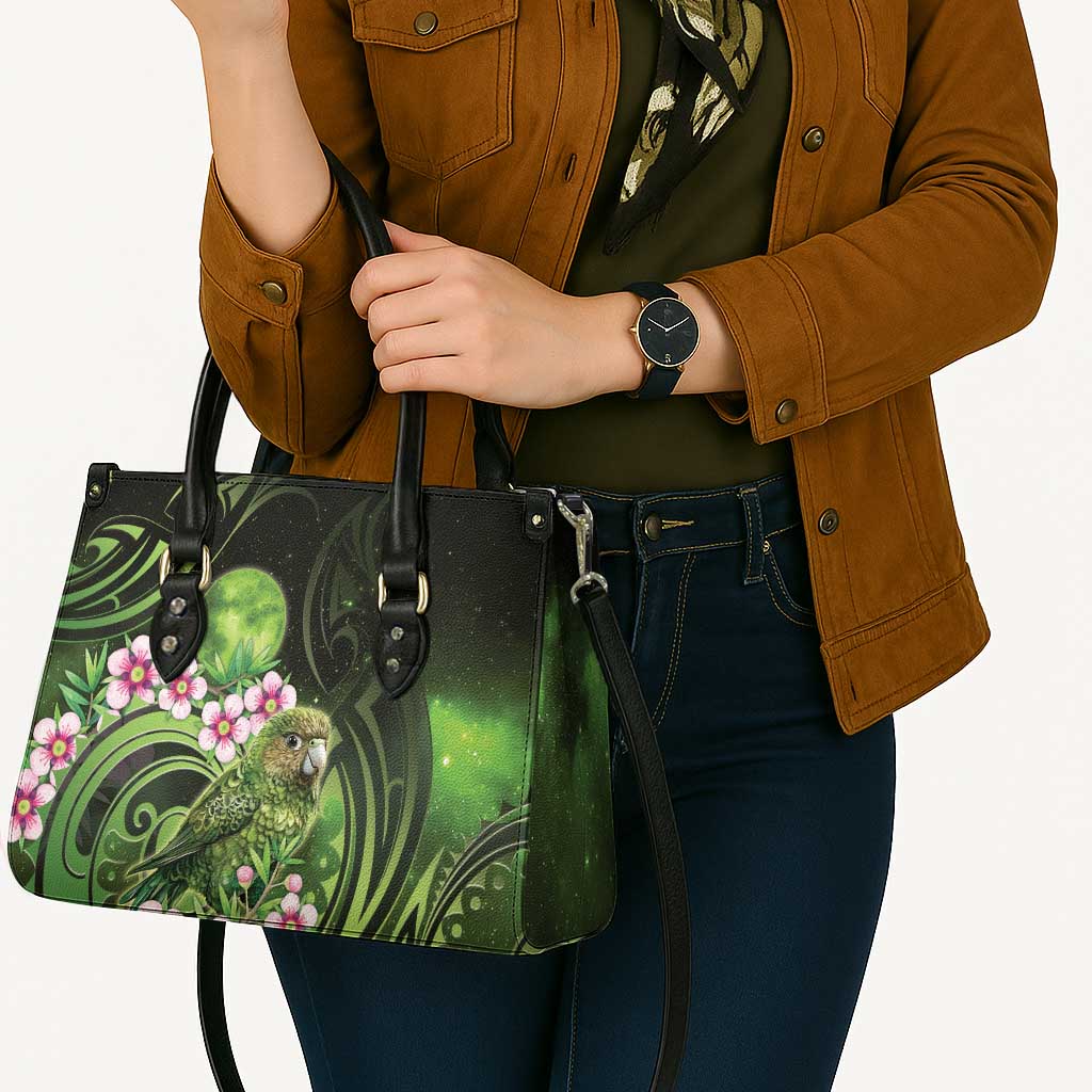 New Zealand Aotearoa Kakapo Leather Bag Maori Pattern With Manuka Galaxy Style - Aussie Hoodie