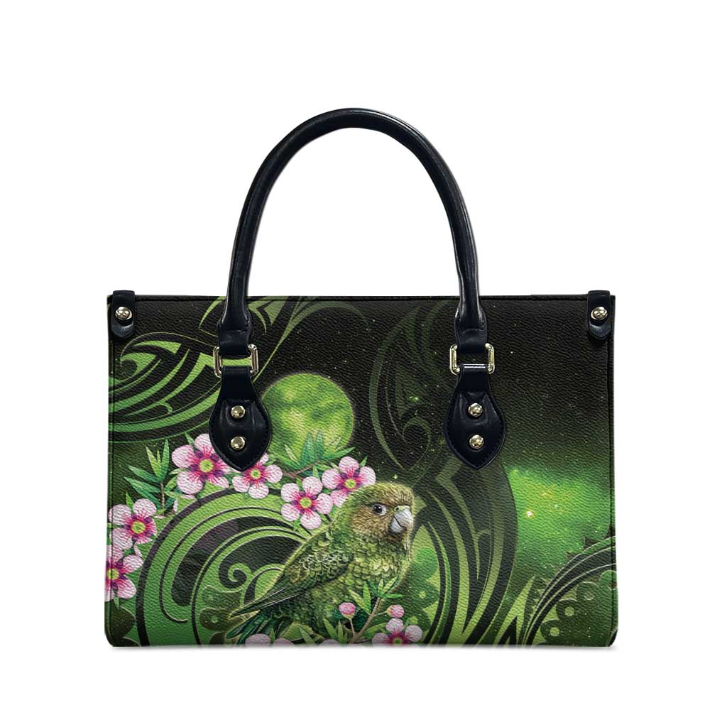 New Zealand Aotearoa Kakapo Leather Bag Maori Pattern With Manuka Galaxy Style - Aussie Hoodie
