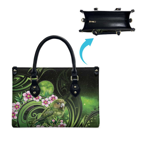 New Zealand Aotearoa Kakapo Leather Bag Maori Pattern With Manuka Galaxy Style - Aussie Hoodie
