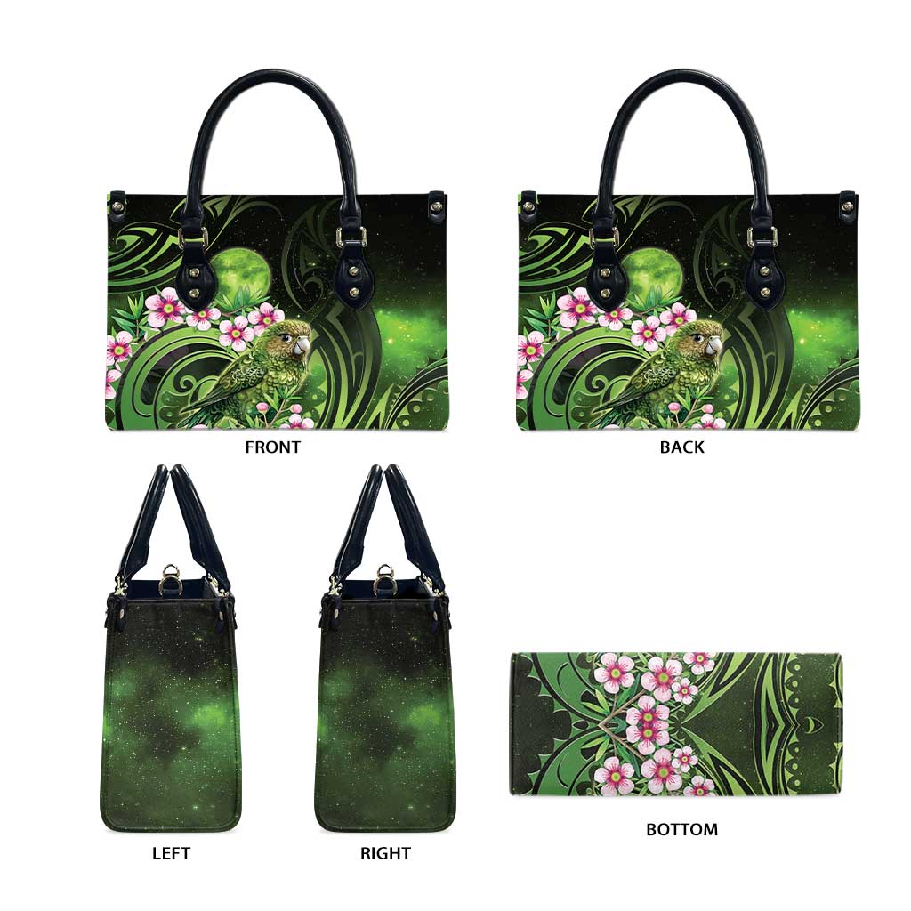 New Zealand Aotearoa Kakapo Leather Bag Maori Pattern With Manuka Galaxy Style - Aussie Hoodie