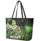New Zealand Aotearoa Kakapo Leather Tote Bag Maori Pattern With Manuka Galaxy Style - Aussie Hoodie