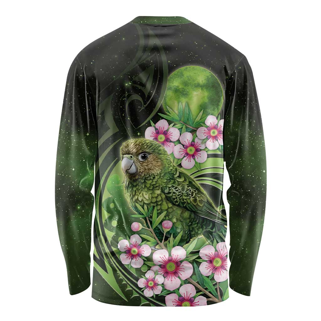 New Zealand Aotearoa Kakapo Long Sleeve Shirt Maori Pattern With Manuka Galaxy Style - Aussie Hoodie