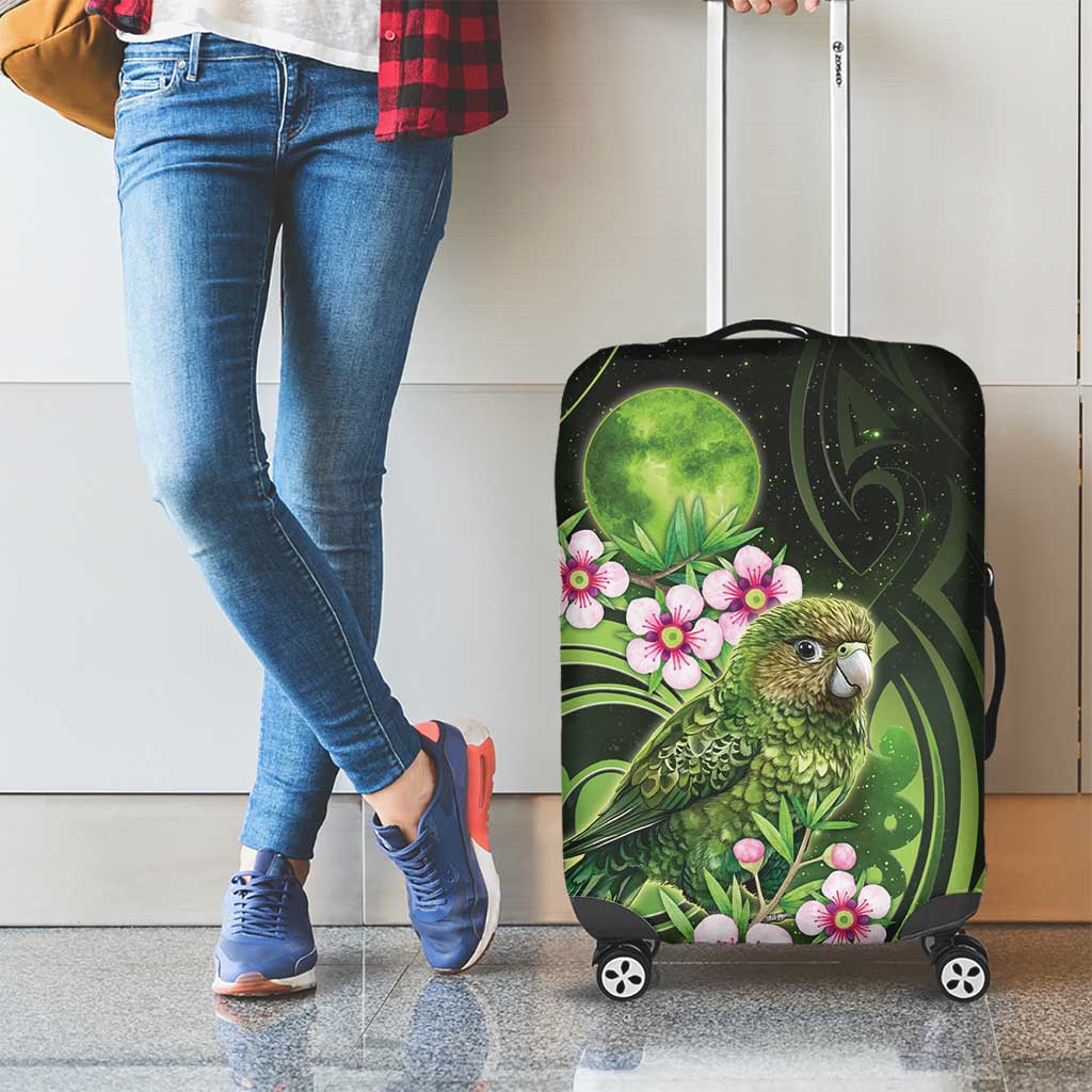 New Zealand Aotearoa Kakapo Luggage Cover Maori Pattern With Manuka Galaxy Style - Aussie Hoodie
