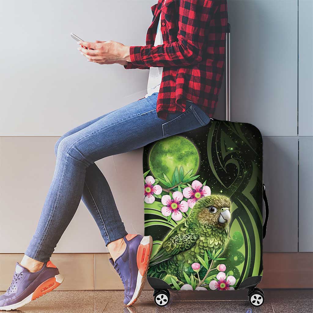New Zealand Aotearoa Kakapo Luggage Cover Maori Pattern With Manuka Galaxy Style - Aussie Hoodie