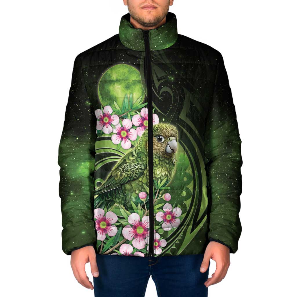 New Zealand Aotearoa Kakapo Padded Jacket Maori Pattern With Manuka Galaxy Style - Aussie Hoodie