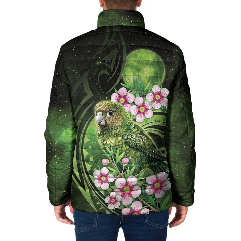 New Zealand Aotearoa Kakapo Padded Jacket Maori Pattern With Manuka Galaxy Style - Aussie Hoodie