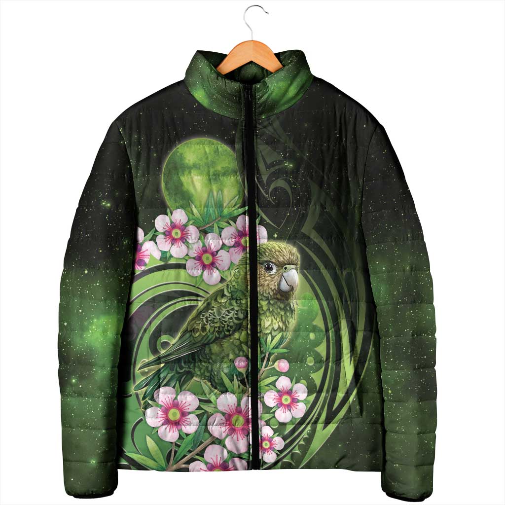 New Zealand Aotearoa Kakapo Padded Jacket Maori Pattern With Manuka Galaxy Style - Aussie Hoodie