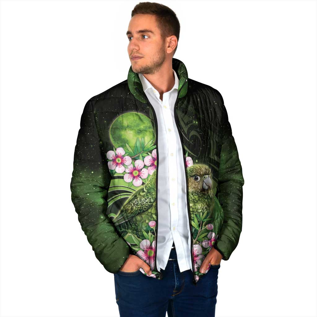 New Zealand Aotearoa Kakapo Padded Jacket Maori Pattern With Manuka Galaxy Style - Aussie Hoodie