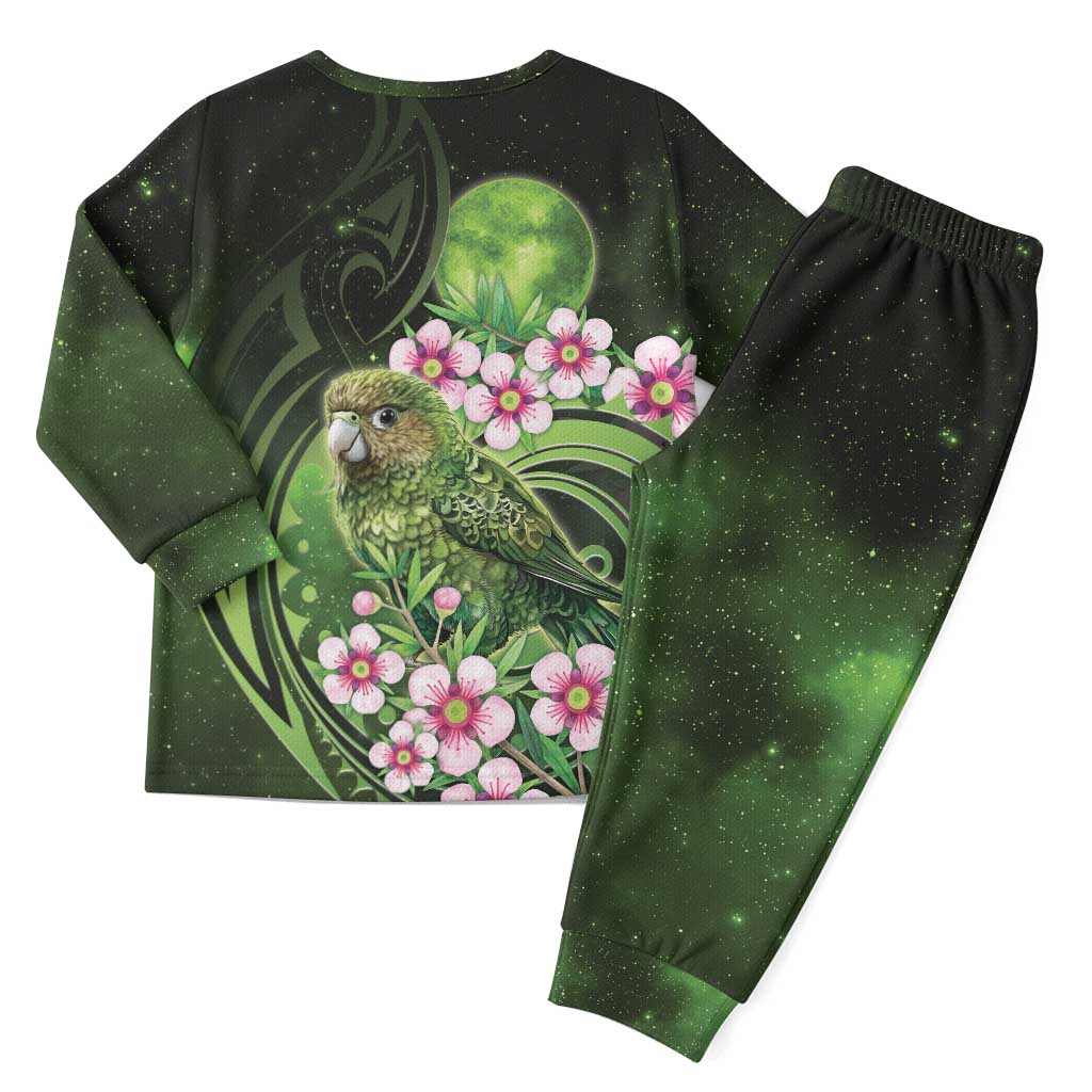 New Zealand Aotearoa Kakapo Christmas Pajama Set Maori Pattern With Manuka Galaxy Style - Aussie Hoodie
