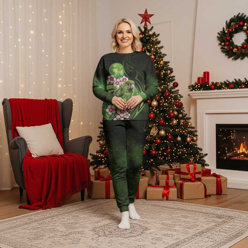 New Zealand Aotearoa Kakapo Christmas Pajama Set Maori Pattern With Manuka Galaxy Style - Aussie Hoodie