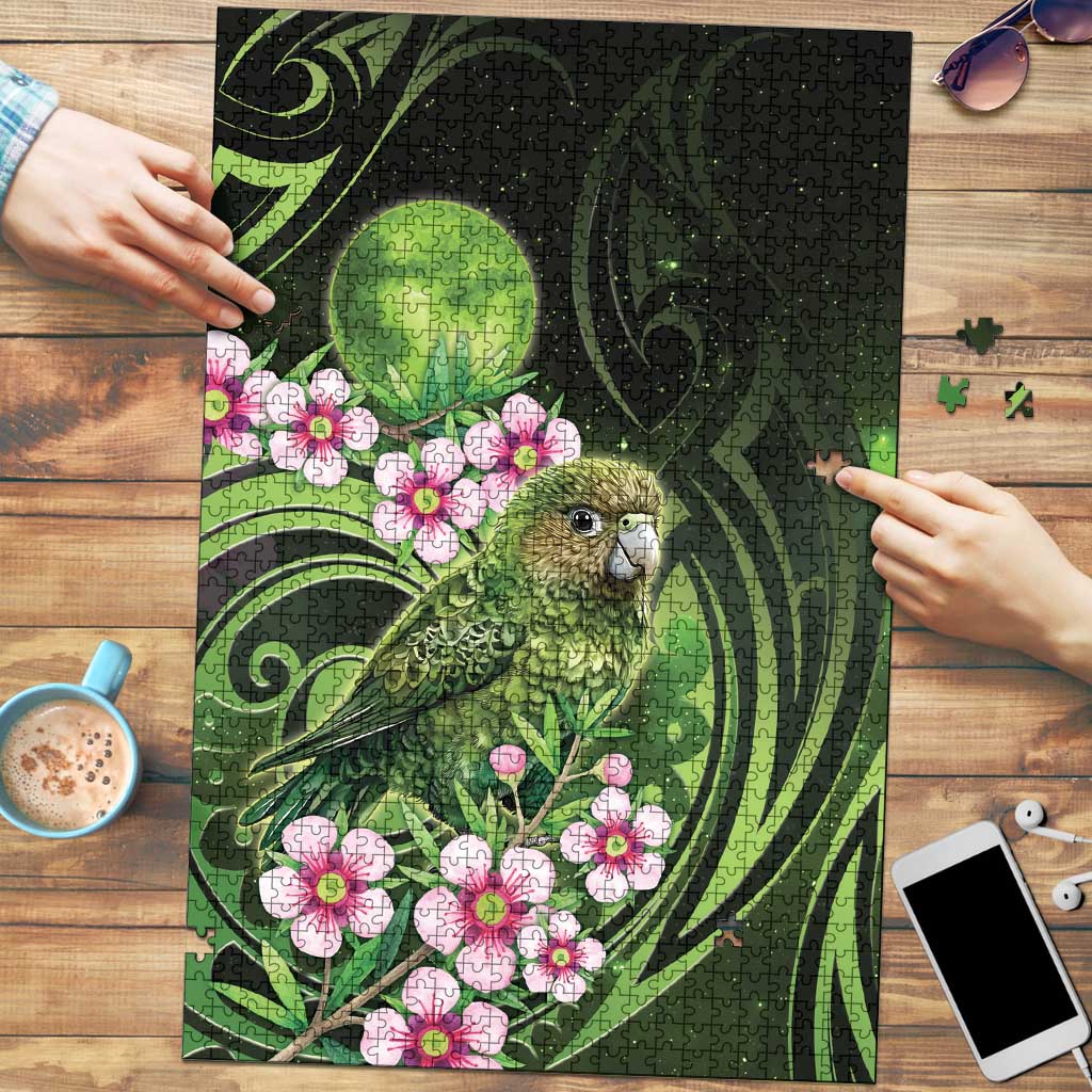 New Zealand Aotearoa Kakapo Puzzle Maori Pattern With Manuka Galaxy Style - Aussie Hoodie