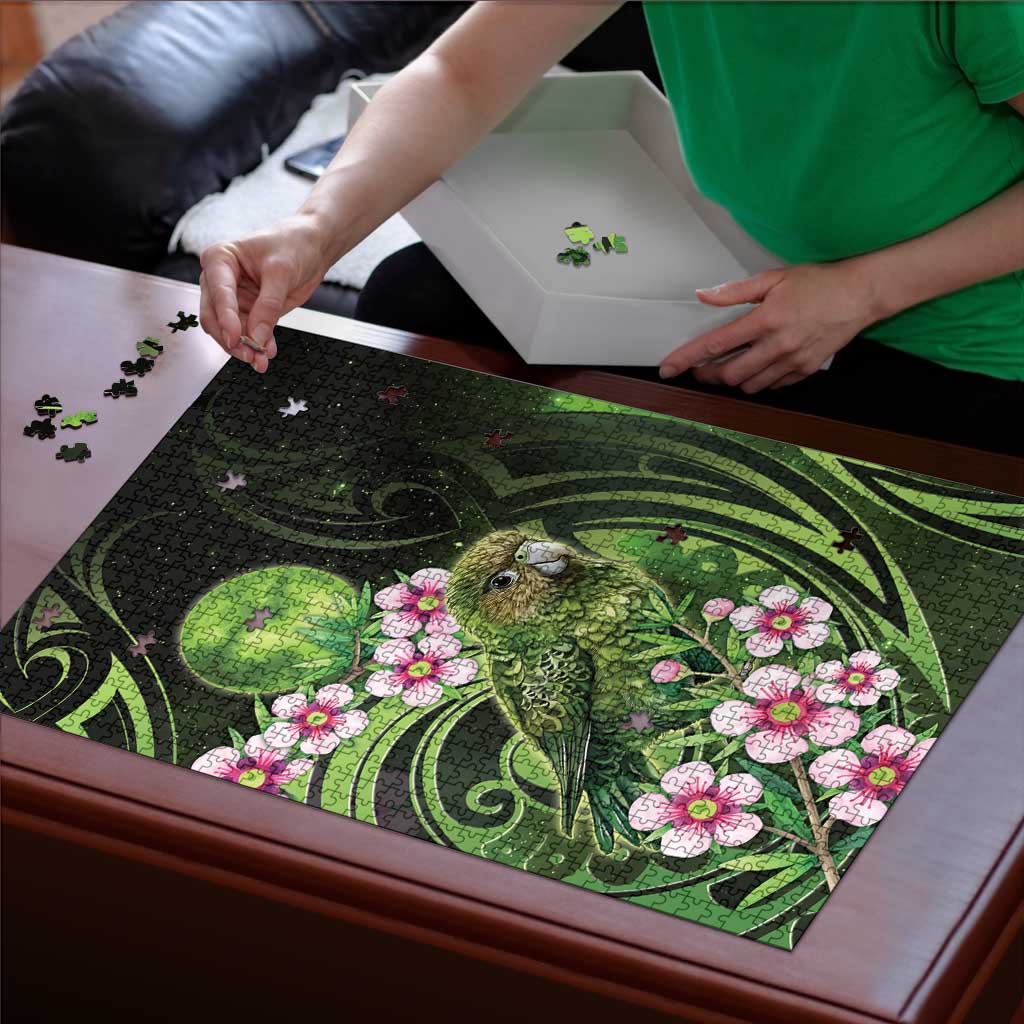 New Zealand Aotearoa Kakapo Puzzle Maori Pattern With Manuka Galaxy Style - Aussie Hoodie
