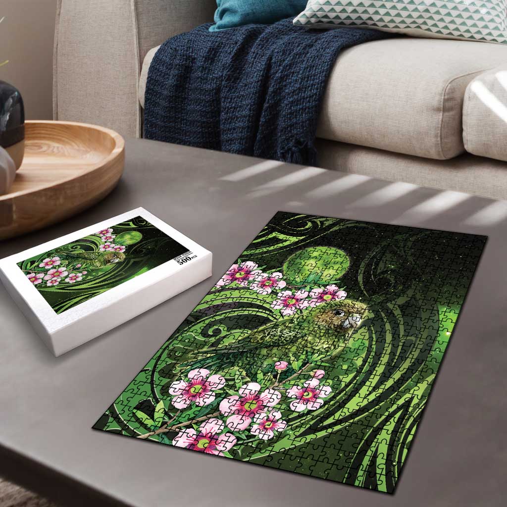 New Zealand Aotearoa Kakapo Puzzle Maori Pattern With Manuka Galaxy Style - Aussie Hoodie