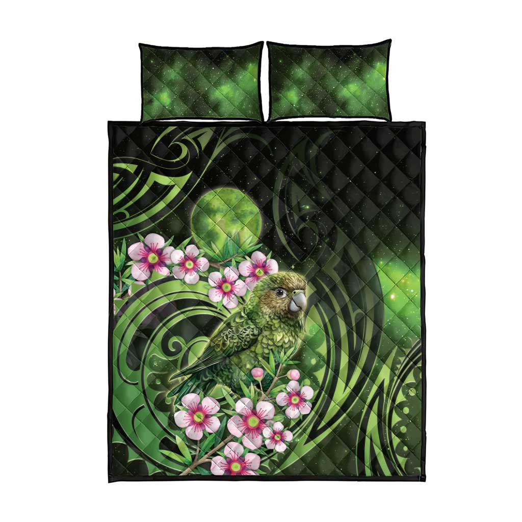 New Zealand Aotearoa Kakapo Quilt Bed Set Maori Pattern With Manuka Galaxy Style - Aussie Hoodie