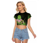 New Zealand Aotearoa Kakapo Raglan Cropped T Shirt Maori Pattern With Manuka Galaxy Style - Aussie Hoodie