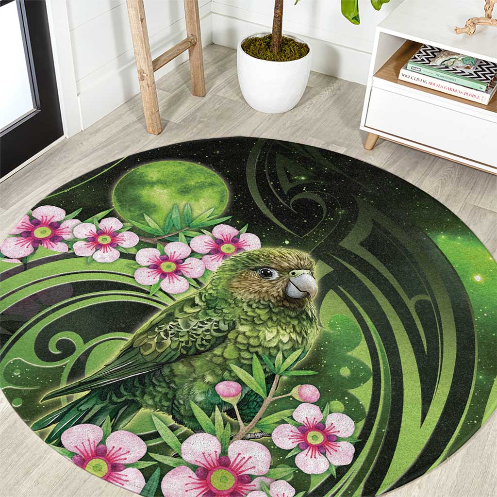 New Zealand Aotearoa Kakapo Round Carpet Maori Pattern With Manuka Galaxy Style - Aussie Hoodie