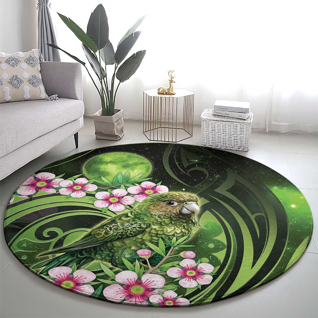 New Zealand Aotearoa Kakapo Round Carpet Maori Pattern With Manuka Galaxy Style - Aussie Hoodie