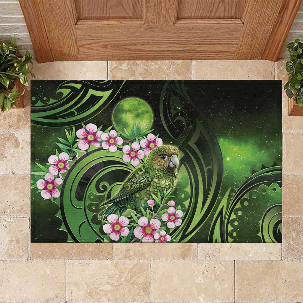 New Zealand Aotearoa Kakapo Rubber Doormat Maori Pattern With Manuka Galaxy Style - Aussie Hoodie