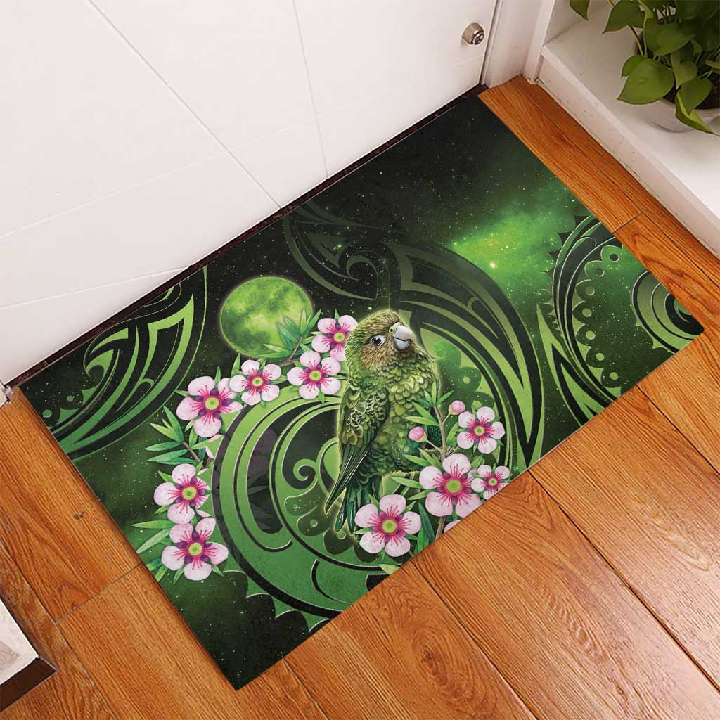 New Zealand Aotearoa Kakapo Rubber Doormat Maori Pattern With Manuka Galaxy Style - Aussie Hoodie