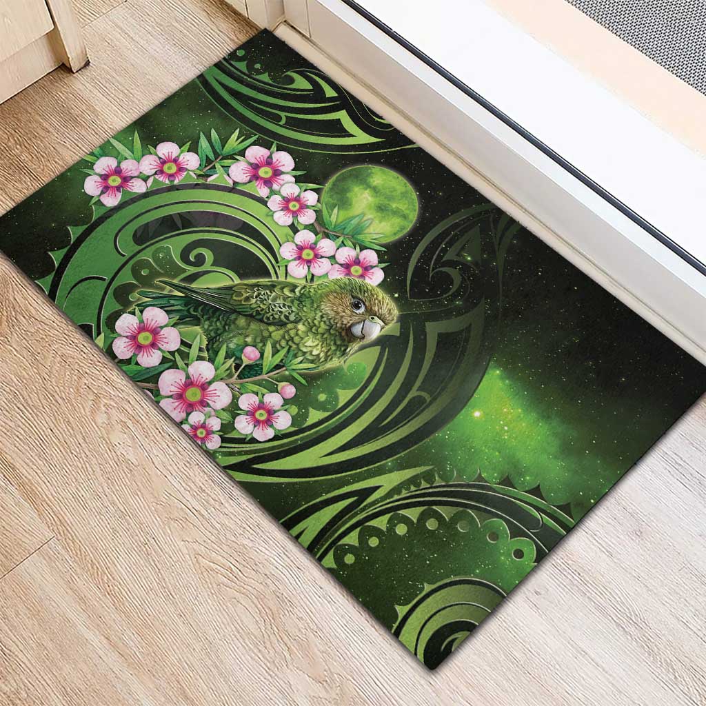 New Zealand Aotearoa Kakapo Rubber Doormat Maori Pattern With Manuka Galaxy Style - Aussie Hoodie