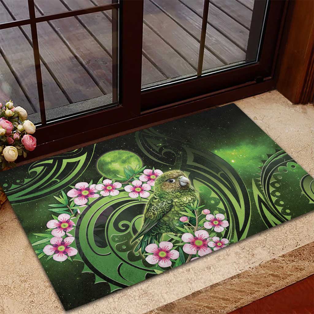 New Zealand Aotearoa Kakapo Rubber Doormat Maori Pattern With Manuka Galaxy Style - Aussie Hoodie